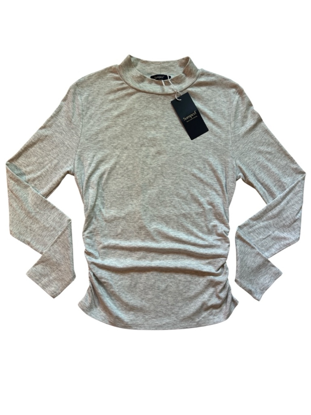 NWT Sampeel Heather Gray Mock Neck Top